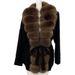 Elegant Fox Fur Collar Knit Cardigan With Belt – Women’s Slim-Fit Open Front Sweater Coat For Autumn/Winter (Multiple Color Combinations)_ecoleips.com