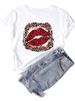 European And American Cross-border Foreign Trade Women's Clothing, Colorful Sexy Lips Print Round-neck Short-sleeve_ecoleips.com