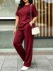 Women's Spring Summer Short Sleeve Two Piece Set Fashion Trendy Casual Spot Goods_ecoleips.com