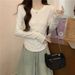 Autumn Retro Front Shoulder Long-sleeved T-shirt Women's Early Autumn New Design Sense, Thin Round Neck Bottoming Shirt_ecoleips.com