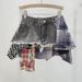 American Retro Plaid Patchwork Design Spring And Summer New High Waist A Line Denim Irregular Skirt Women's Trend _ecoleips.com