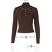 2025 Autumn New Fashionable Personality Slim Fit Shell Button Long Sleeve Top For Women Wholesale_ecoleips.com