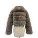 Women's Winter Faux Fox Fur Coat - Round Neck Spliced Artificial Fur Jacket, Fashionable & Warm Outerwear For Cold Weather_ecoleips.com