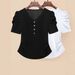 Women's Clothing New Style Puff Sleeve Slim Short Sleeve High End Niche Pleated T Shirt Female Slim Top Ins_ecoleips.com