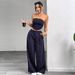Shein Women's Fashion Slimming Pants Set Strapless Top And Loose Fitting Suit_ecoleips.com