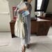 Women's Clothing New Cotton And Linen Stripes Fashionable Casual Polo Collar Five Point Sleeves Loose Long Cardigan Dress_ecoleips.com