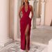 Spring/Summer Halter Neck Slit Dress Women's Casual Vacation Long Tie Waist INS New_ecoleips.com