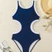 Women's Elegant Retro High Neck One Piece Swimsuit Patchwork Hollow Out Design Swimwear For Summer_ecoleips.com