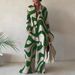 European And American New Product Set Fashion Printed Loose Long Sleeved Shirt+Straight Leg Pants For Women_ecoleips.com