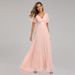 26 Spring/Summer Handmade Pleated Large Hem Double V-Neck Bell Sleeve Dress Elastic Chiffon Party Bridesmaid Plus Size_ecoleips.com