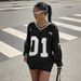 Women's Digital Printed Long Sleeve T-Shirt Color Block V-Neck Pullover Loose Fit American Style Top_ecoleips.com