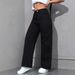 American-style Wide-leg Denim Pants For Women, 2025 Spring New Model, Washed, Loose, Slimming, Straight-leg,_ecoleips.com