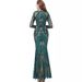 European And American Foreign Trade Evening Dress 2025 Spring And Summer New Green Dress Fishtail Long Sleeve Light Luxury Trailing Evening Dress Lace_ecoleips.com