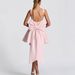 Women's Sweet Backless Big Bow Suspender Dress Herringbone Pattern Splicing Short Skirt Spring New Style Casual Mini Dress_ecoleips.com