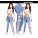 Women's Clothing New Sexy Lace Hollow Lace Jeans Women_ecoleips.com