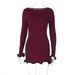 Women's Sexy Bodycon Mini Dress Long Sleeve Ruffled Hem Stretchy Knit Fit And Flare Dress_ecoleips.com