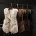 Women's Fur Vest, Long Sleeve Puffer Jacket, Chic Layering Piece For Fall & Winter, Trendy Streetwear (S-XL), Beige & Camel Options_ecoleips.com