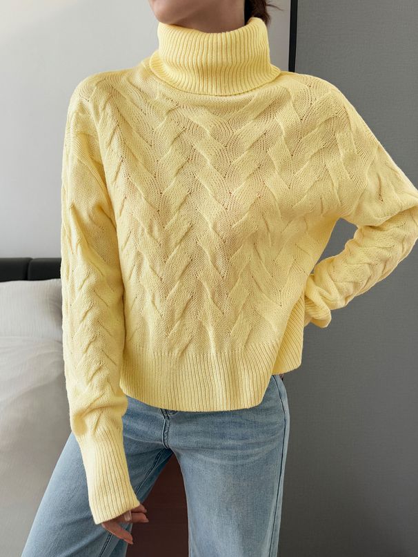 Diyun European And American Casual Solid Color Knitted Long Sleeve Sweater Women's Fashion 2025 Autumn_ecoleips.com