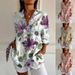 Women's Clothing Women's Casual Shirt Spring Collection Mid Sleeve Collared Creative Retro Floral Print Top For Women_ecoleips.com