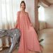 Ba7064 Coral Powder Shoulder-Open Dress For Spring/Summer Parties Hand-Sewn With Diamonds And Wide Skirt Design_ecoleips.com