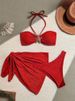 Women's Clothing Sexy Tube Top Three Piece Bikini Swimsuit Female Suit_ecoleips.com