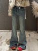 Plus Size Vintage Flare Jeans For Women – Stretchy High-Waisted Rhinestone Embellished Bootcut Denim Pants (Blue, S-3XL)_ecoleips.com