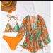 Factory 2023 New European And American Style Two-Piece Multi-Color Printed Bikini Three-Piece Set Women's Swimwear For_ecoleips.com