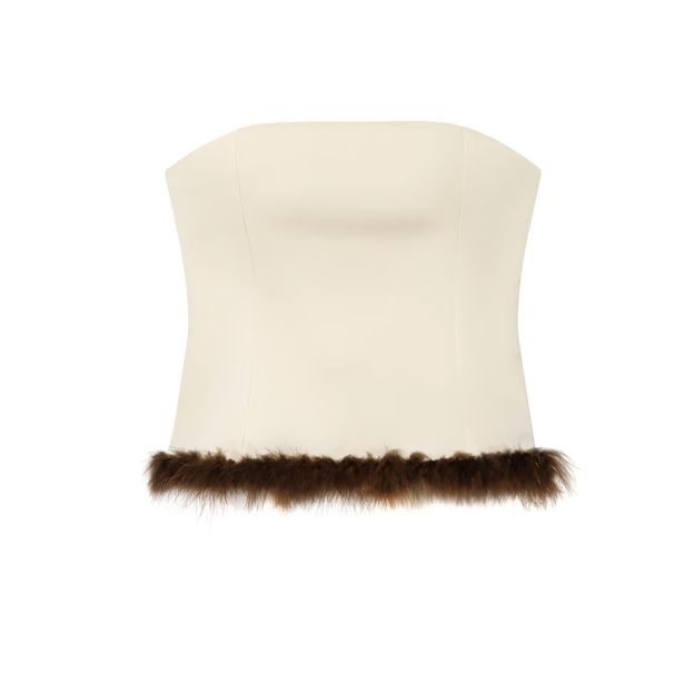 Aria Basics Aria Basics Foreign Trade 2026 Spring New Women's Clothing European And American Style Sexy Fashionable Feathered Tube Top 4772117_ecoleips.com