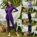 Women's Clothing Long Sleeved Sunscreen Full Body Swimsuit Solid Color Arab Conservative Swimsuit_ecoleips.com