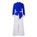 Women's Clothing New Fashion Temperament OL Trumpet Sleeve Top Pleated Wide Leg Pants Two Piece African Suit_ecoleips.com