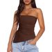 Aria Basics Aria Basics 2025 New European And American Summer Women's Fashion Sexy Hot Girl Outing Ruched Asymmetrical Tube Top_ecoleips.com