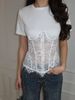 Y2K Lace Trim Sleeveless Top - Sexy Cropped Cami With Breathable Mesh, Stretch Fit For Clubbing & Summer Outfits (Black/White, S-XL)_ecoleips.com