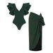 Women's Sexy Solid Color One Piece Swimsuit Fashionable Vacation Swimwear Set Regular Size Polyester Nylon_ecoleips.com