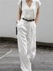 Women's Linen-Blend Wide Leg Pants – High Waist Loose Fit Trousers For Pear Shape & Petite, Breathable Summer Office Pants_ecoleips.com