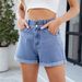 Women's Clothing Washed Classic Loose Curling Casual Denim Shorts_ecoleips.com