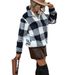 Women's Long Sleeve Pullover Plaid Printed Crew Neck Double-Sided Plush Regular Plush Pullover Sweater_ecoleips.com