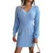 Ins Style Real Shot Autumn Winter European American Waist-Cinching Twist Hip Sweater Dress Women's_ecoleips.com