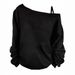 Women's Off-Shoulder Long Sleeve Top – Printed Love & Music Patterns, Stretch Polyester (S-2XL, 5 Colors)_ecoleips.com