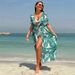 Women's Clothing Holiday Long Short Sleeved Tie Sun Protection Shirt Beach Cover Up Printed Cardigan Beach Skirt_ecoleips.com