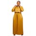 Women's Clothing Autumn And Winter Style Casual Shirt Top Wide Leg Pants Fold Two Piece Suit_ecoleips.com