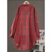 Verve Plus Size Plaid Cotton Linen Women Sleeve Casual Stylish Long Fashion Loose Shirt Jacket_ecoleips.com