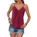 European And American Cross-Border New Style Women's Tank Whsale Fashion Sexy Solid Color Tops Lace Trim_ecoleips.com