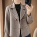 "Double-Faced Wool Blazer For Women – Petite Cropped Jacket With Long Sleeves, Autumn/Winter Tweed Coat In Timeless Style"_ecoleips.com