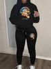 Women's Autumn And Winter Casual Fashion Lip Print Letter Pattern Printed Thick Velvet Warm Hooded Sweatshirt+sweatpants Set-667_ecoleips.com