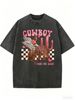 Women's Denim T-shirt, Loose Fit, Made Of High-quality Fabric, Suitable For Everyday Casual Wear, With A Retro Western Style And Modern Street Style._ecoleips.com