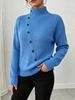 Vertical Rib Knit Sweater, Asymmetric Button Jumper_ecoleips.com