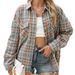 2025 Autumn Winter New Turn-down Collar Pocket Loose Long Sleeve Plaid Shirt For Women_ecoleips.com