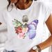 European And American Cross-border Foreign Trade Women's Clothing Dandelion Plant Print Round-neck Short-sleeve T-shirt_ecoleips.com