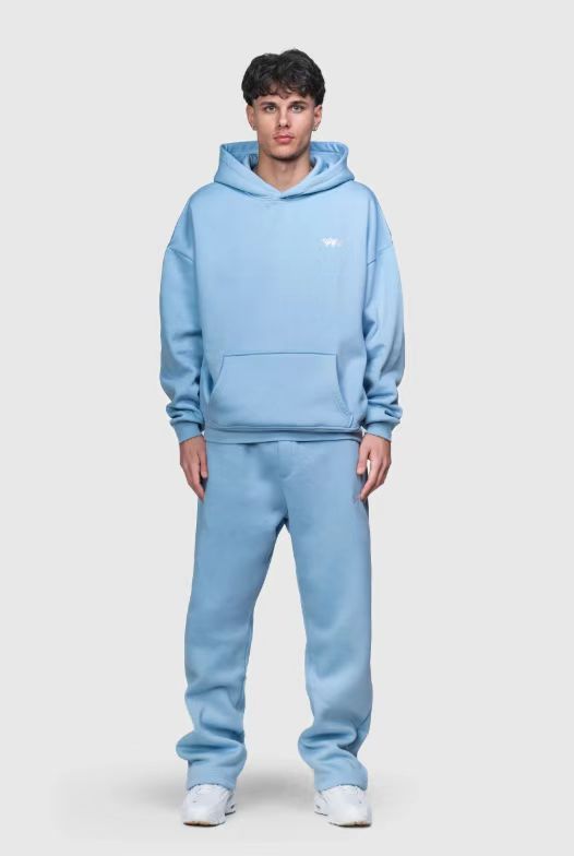 Minimalist Embroidered Hoodie Set - Unisex Casual Pullover With Stylish Geometric Patterns, Breathable Polyester Blend For Streetwear & Daily Wear_ecoleips.com