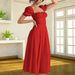 Floral Print Wrap V-Neck Slit Maxi Dress For Women, Elegant Ruffle Hem Summer Casual Sundress Breathable Comfort_ecoleips.com